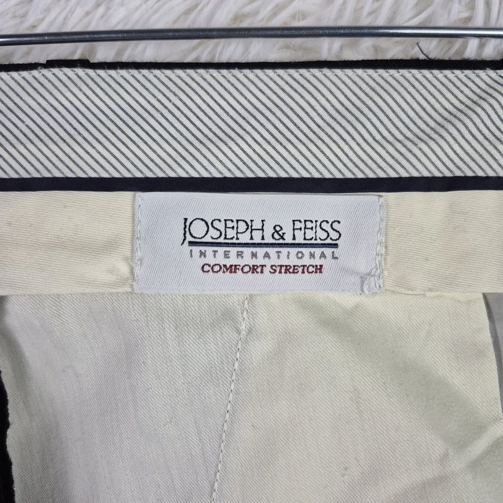 Joseph & Feiss Mens Black 100% Worsted Wool Pleated Cuffed Dress Pants‎ 36x30